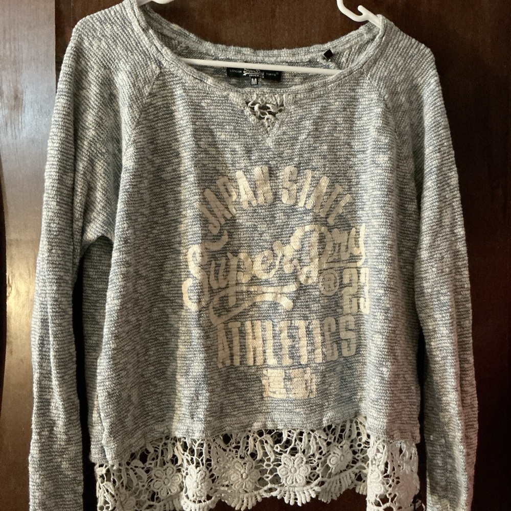 Superdry Textured Gray Knit Top